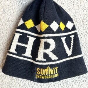 VTG Shred Alert Beanie HRV Summit Snowboarding Geometric Trim Y2K Acrylic Skully